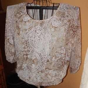 Ladies Cathy Daniels sheer Paisley Print Top - Blouse  Sz XL